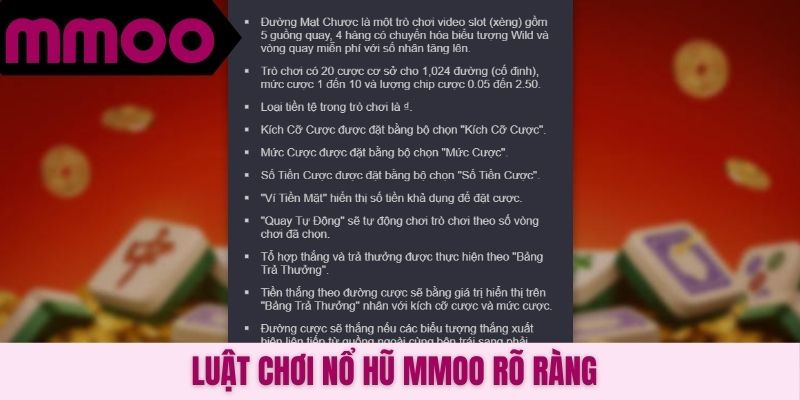 Luật chơi nổ hũ MMOO rõ ràng