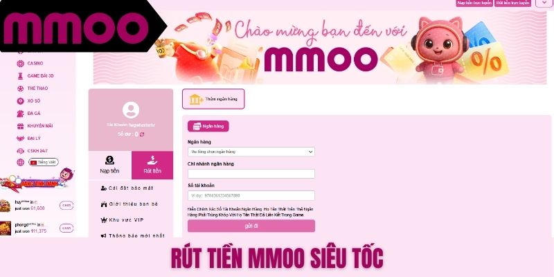 Rút tiền MMOO siêu tốc